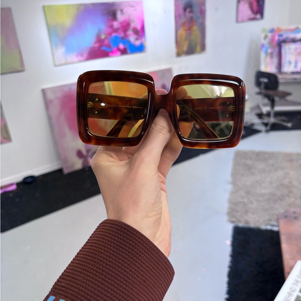 Gucci Tortoise Shell Oversized Sunglasses